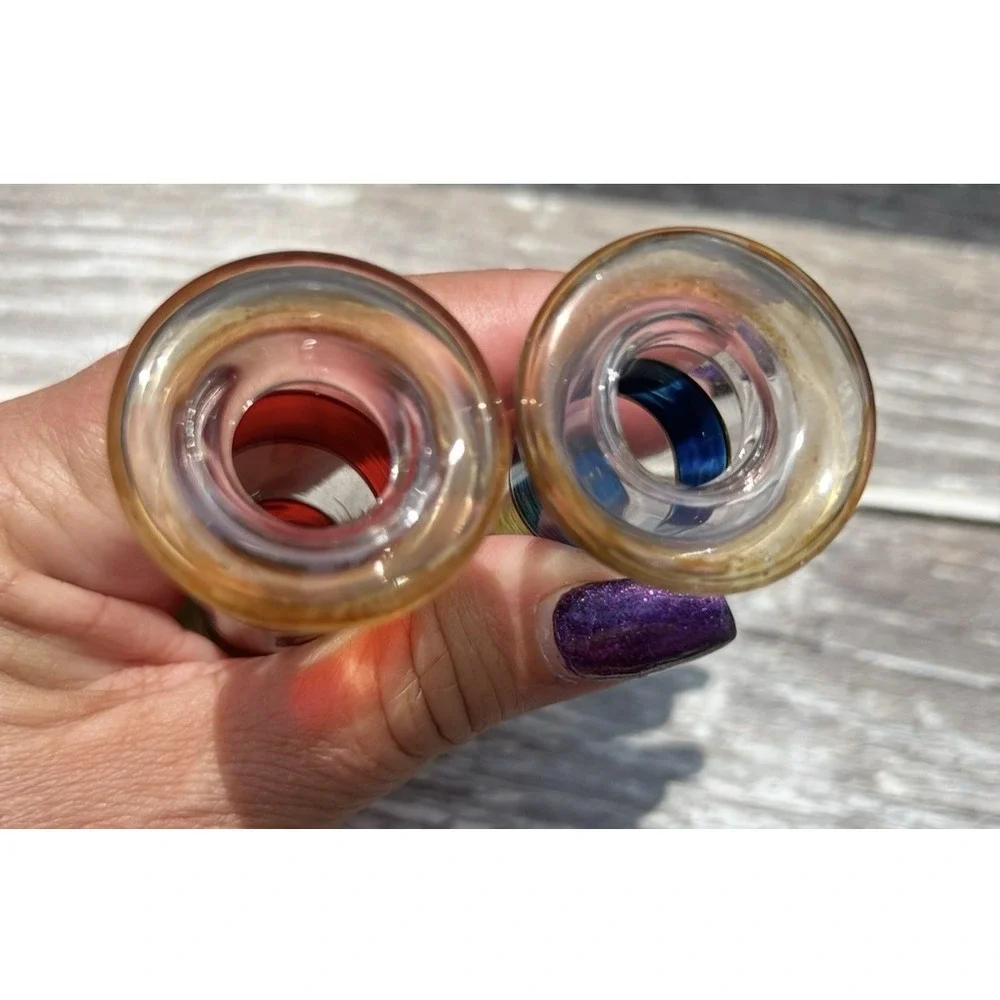 Lighthouse Ornaments Hand Blown‎ Glass Lightweight Set Of 2 Colorful  Maritime